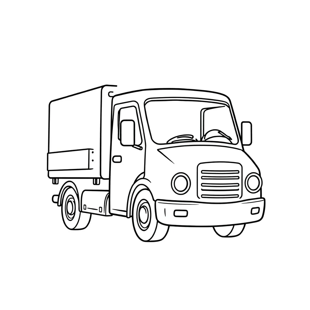 Trucks a delivery truck — easy trucks coloring page (ages 2–5)