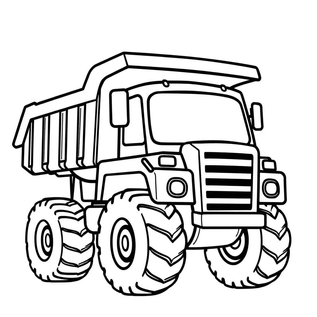 Trucks a dump truck — easy trucks coloring page (ages 2–5)