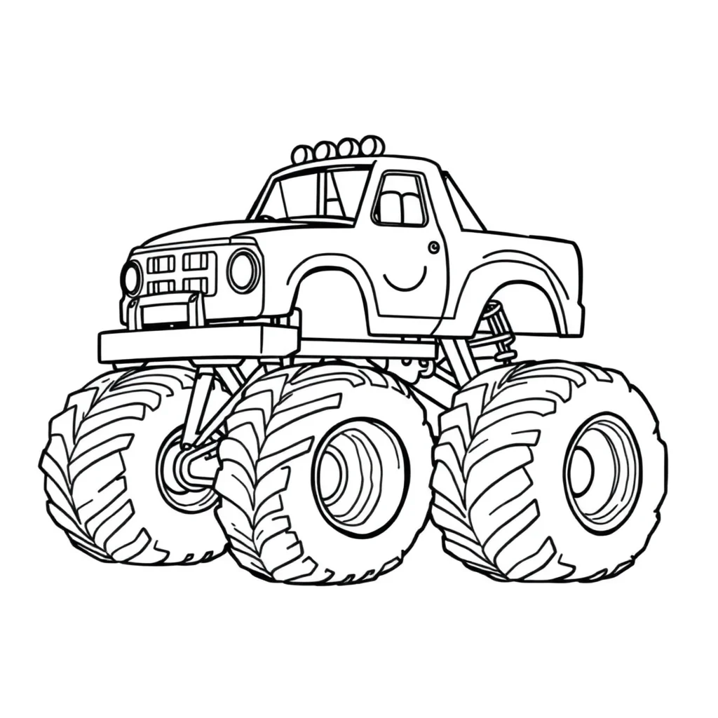 Trucks a monster truck — easy trucks coloring page (ages 2–5)