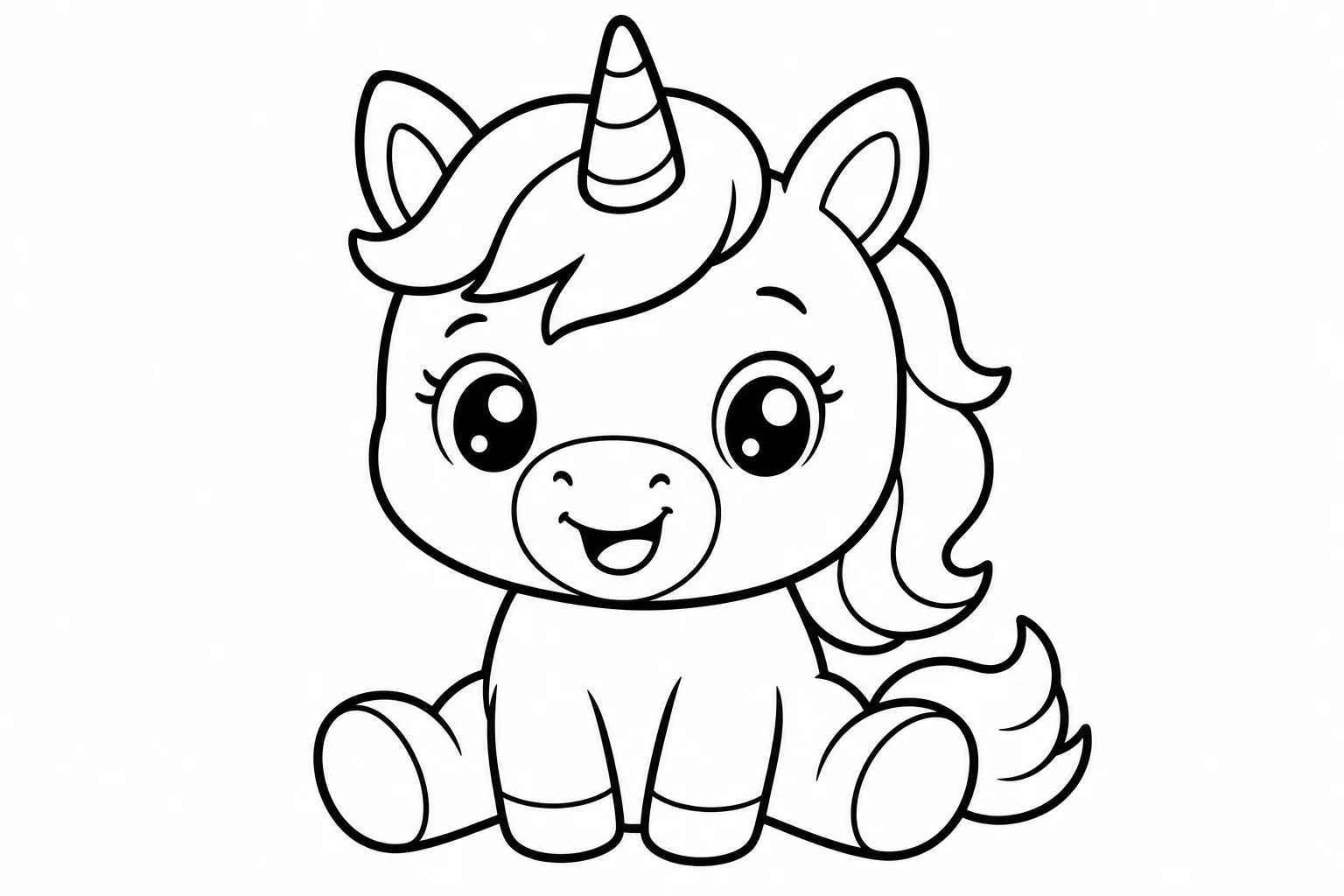 Unicorns baby simple — easy unicorns coloring page (ages 2–5)