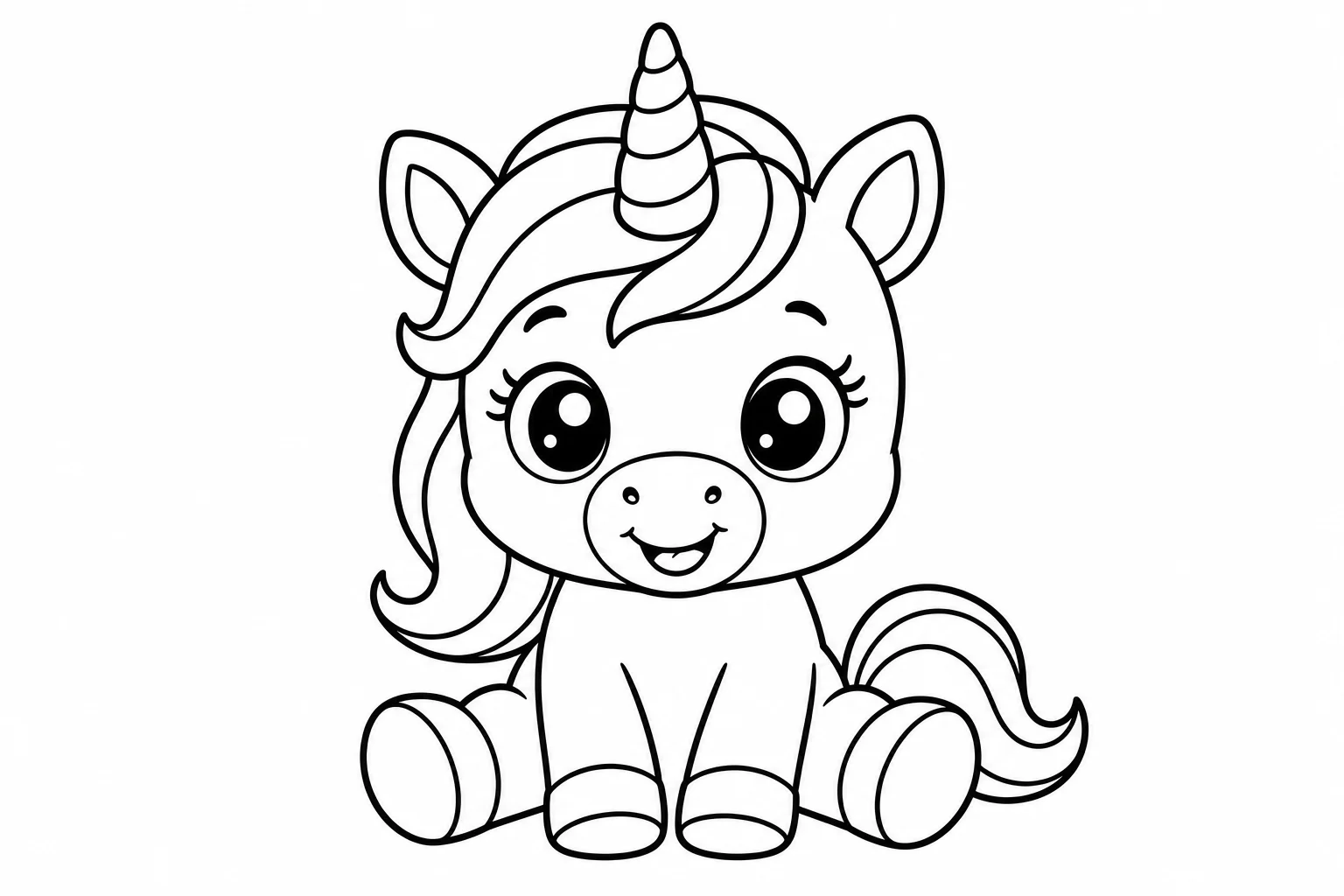 Unicorns baby — easy unicorns coloring page (ages 2–5)
