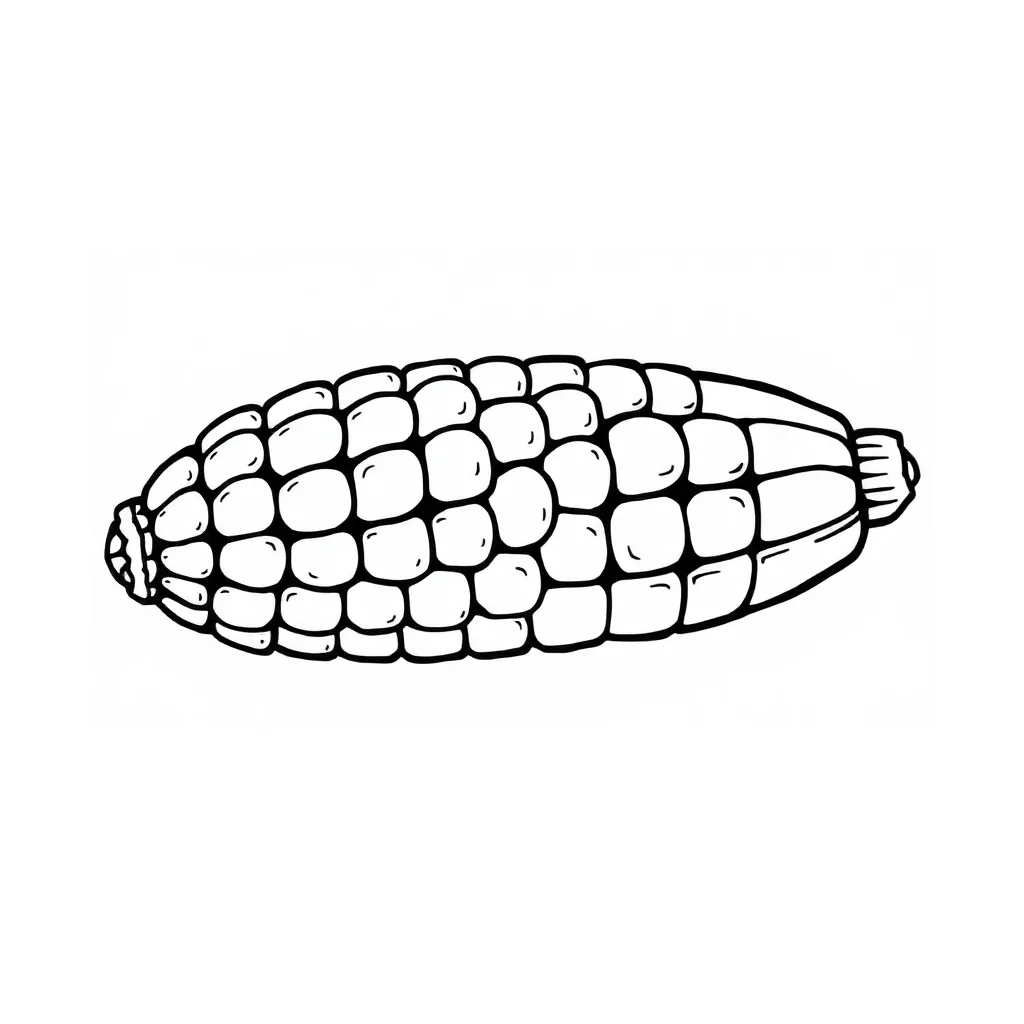 Vegetables a corn cob — easy vegetables coloring page (ages 2–5)