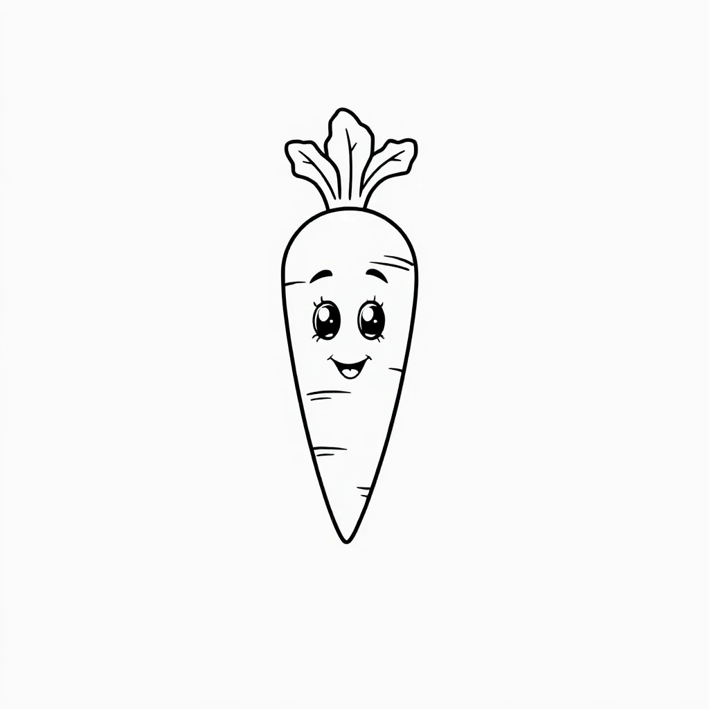 Vegetables a cute carrot — easy vegetables coloring page (ages 2–5)