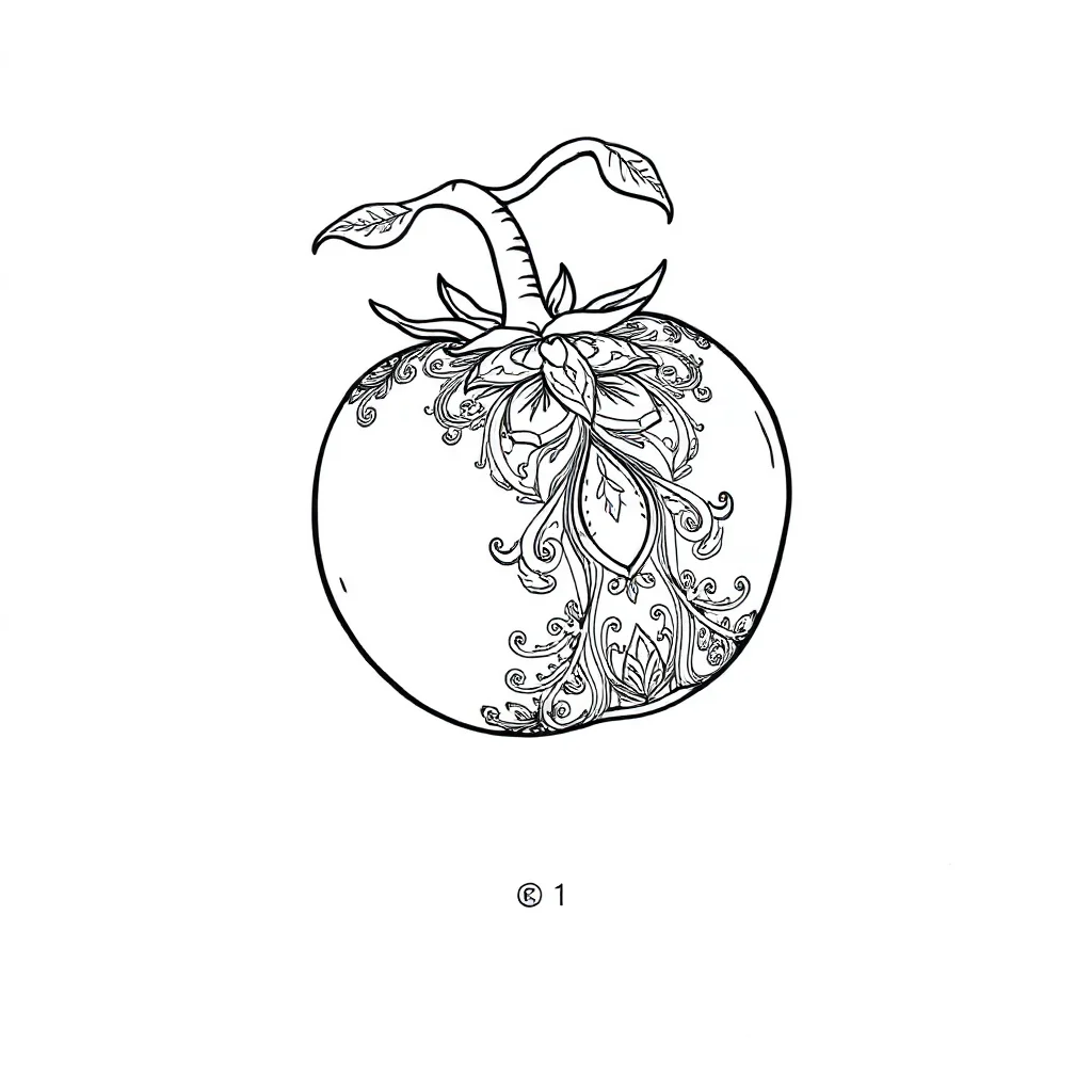 Vegetables a tomato leaping mid air — detailed vegetables coloring page (ages 9+ & adults)