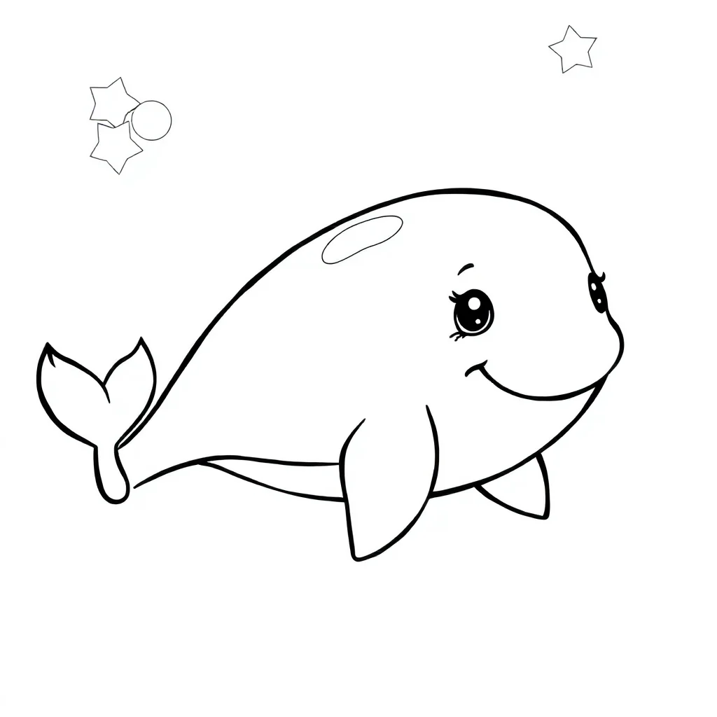 Whales a baby whale — easy whales coloring page (ages 2–5)