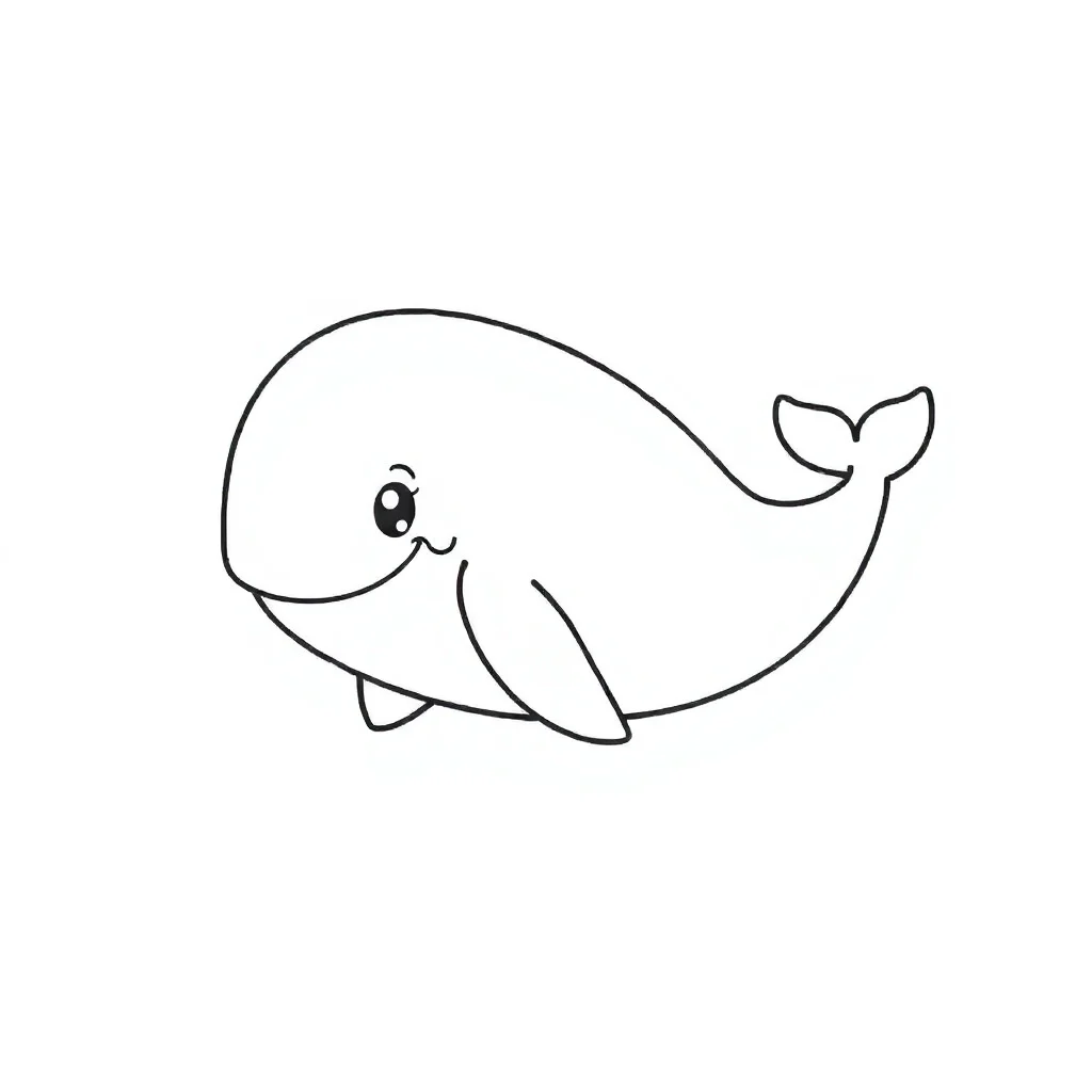 Whales a smiling whale — easy whales coloring page (ages 2–5)