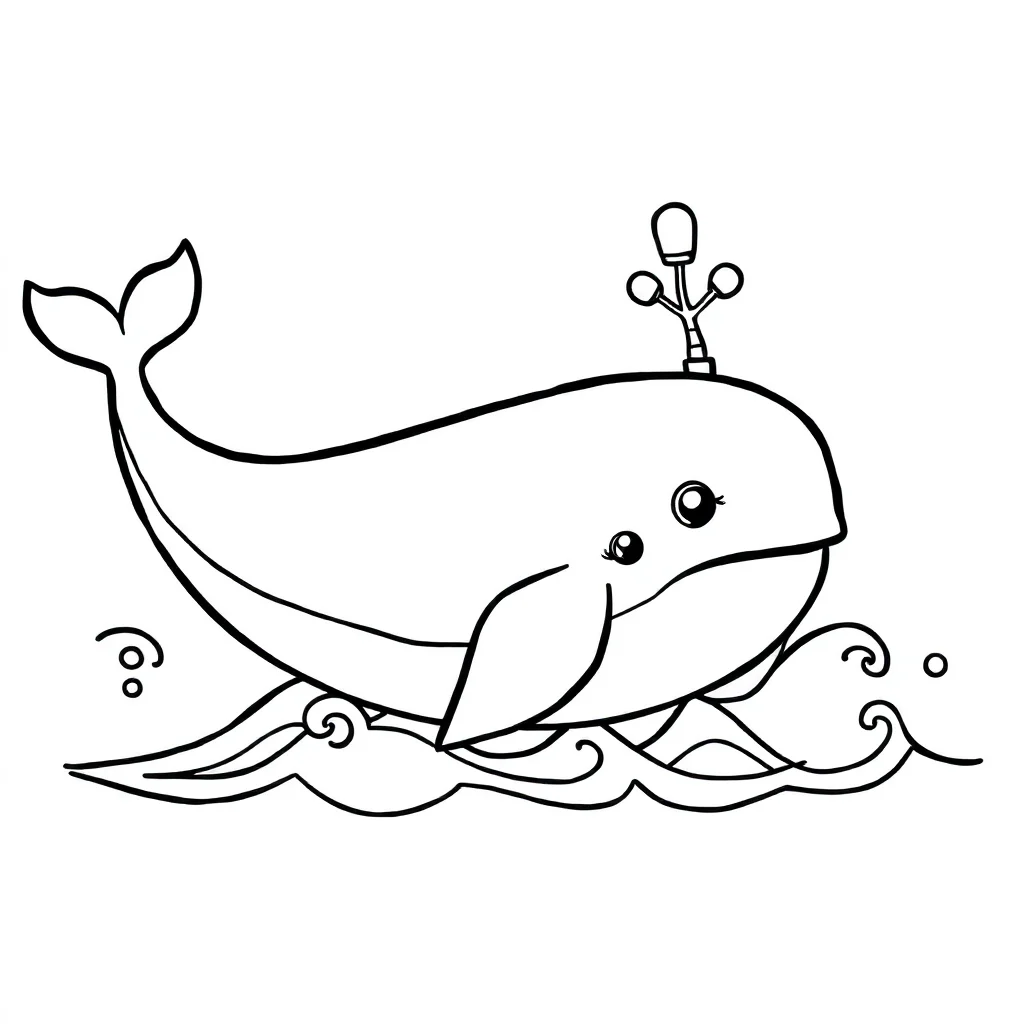 Whales a whale with waves — easy whales coloring page (ages 2–5)