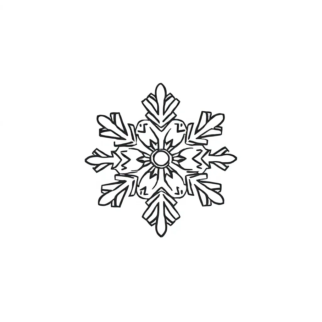 Winter a snowflake flying — easy winter coloring page (ages 2–5)