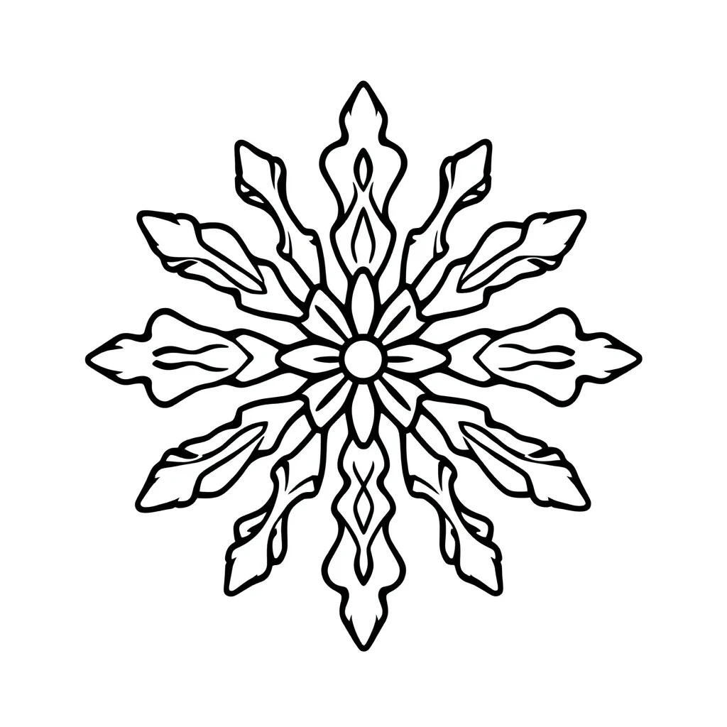 Winter a snowflake — easy winter coloring page (ages 2–5)