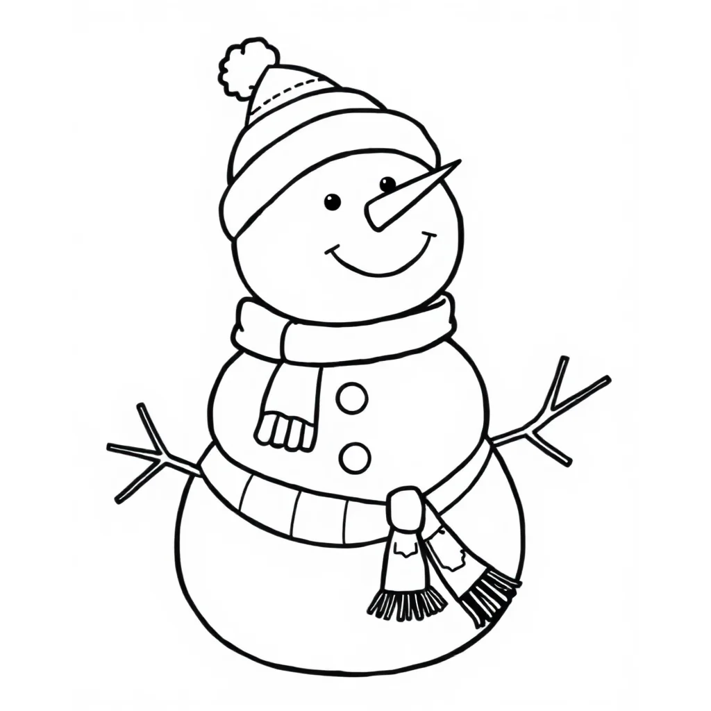 Winter a snowman — easy winter coloring page (ages 2–5)