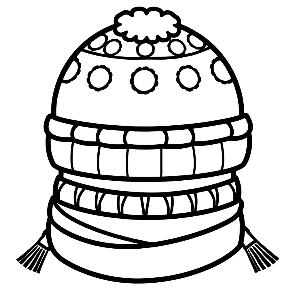 Winter a winter hat and scarf — easy winter coloring page (ages 2–5)