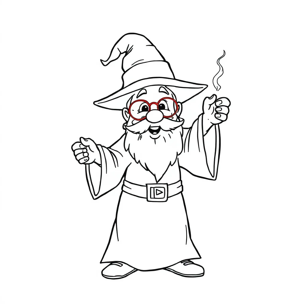 Wizards a wizard casting a spell — easy wizards coloring page (ages 2–5)