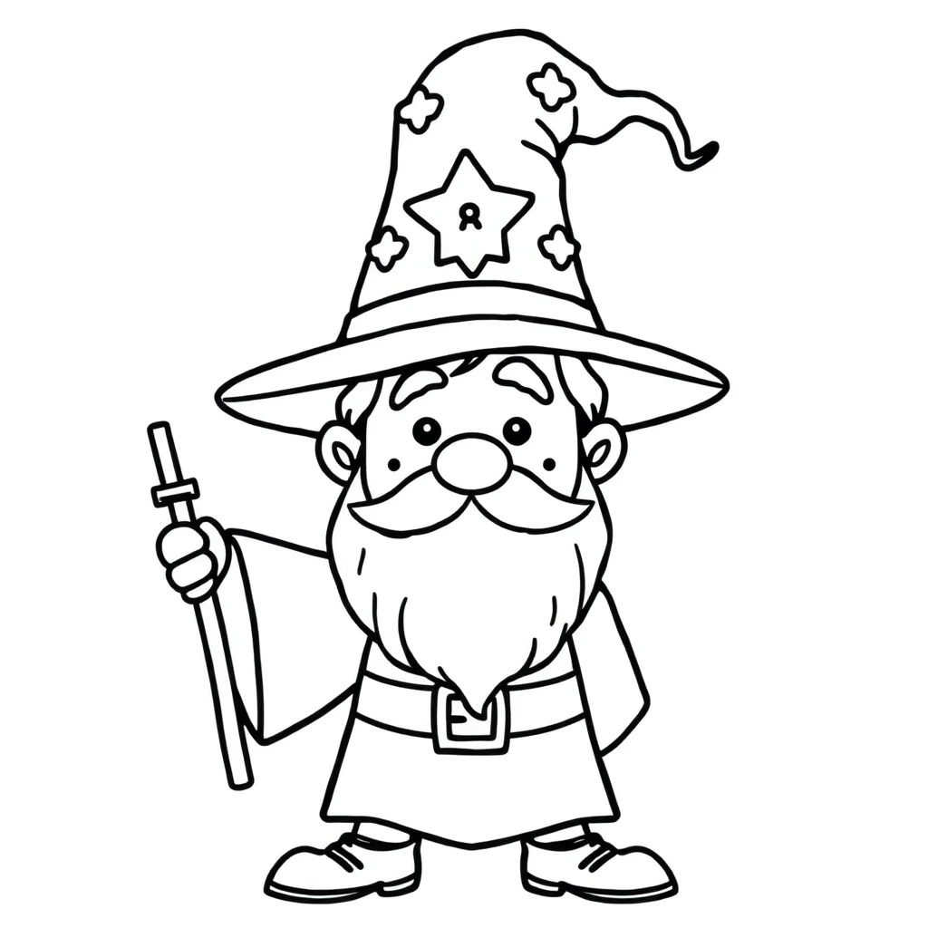 Wizards a wizard with a hat — easy wizards coloring page (ages 2–5)