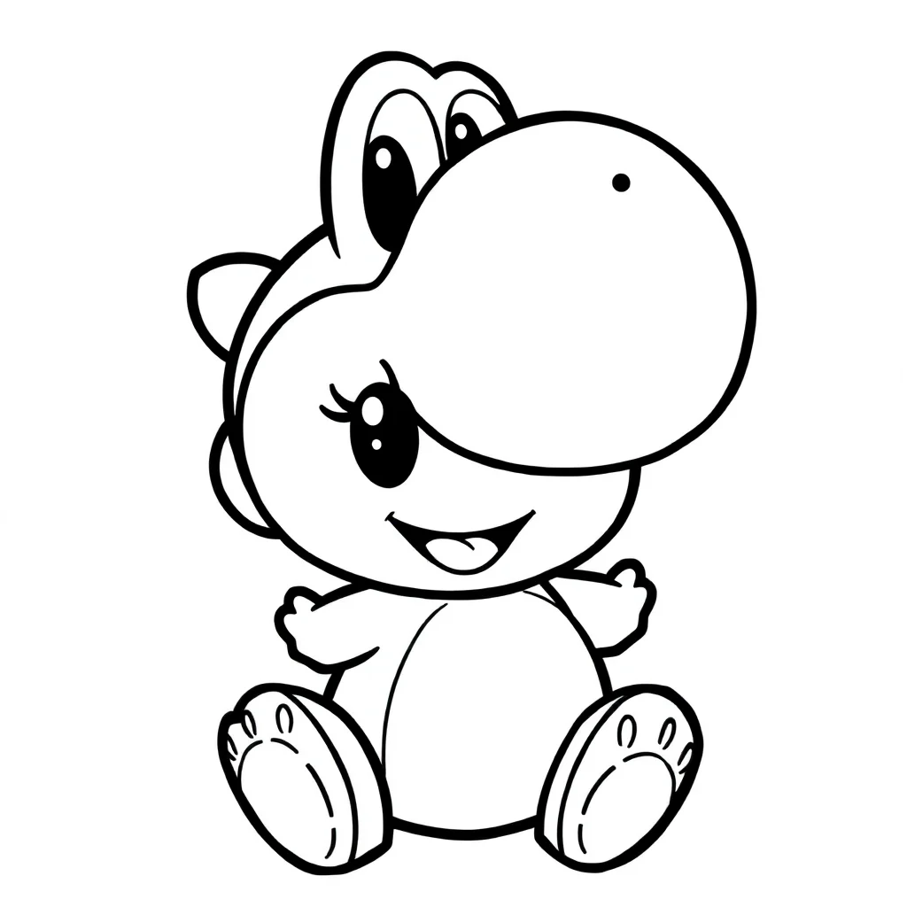 Yoshi a chibi yoshi smiling — easy yoshi coloring page (ages 2–5)