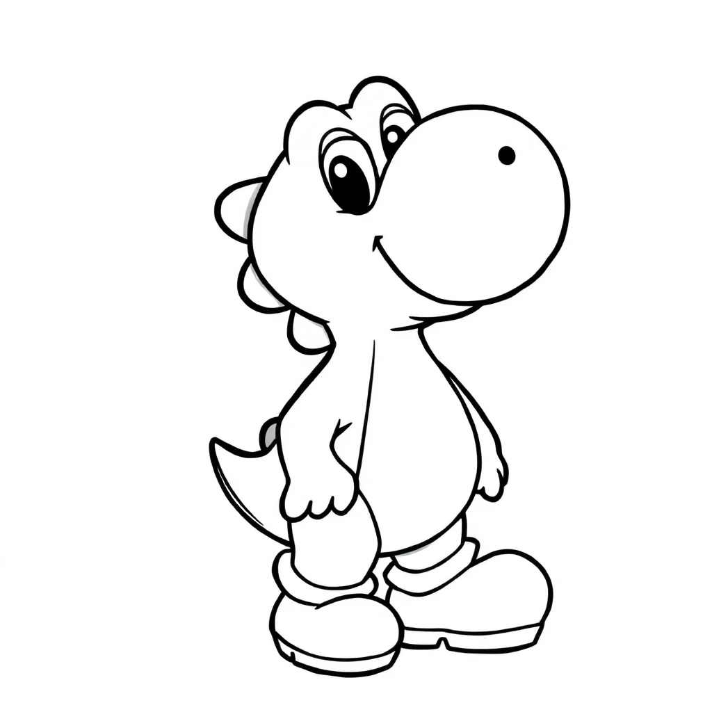 Yoshi cute yoshi standing — easy yoshi coloring page (ages 2–5)