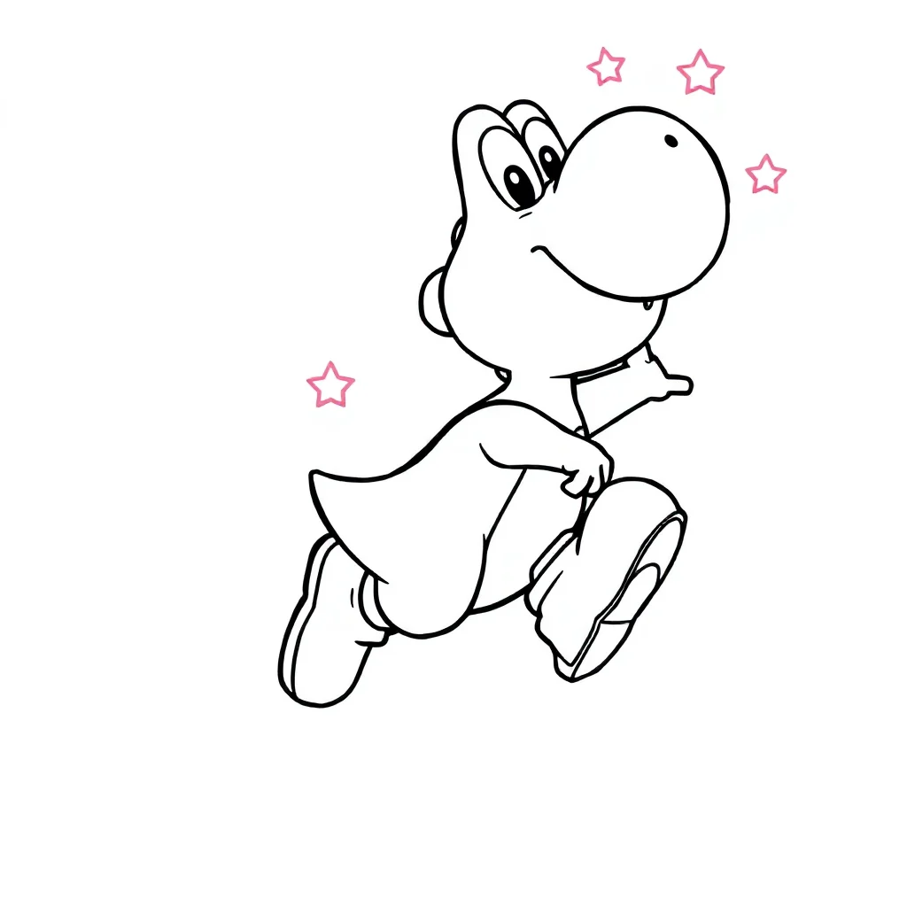 Yoshi yoshi jumping — easy yoshi coloring page (ages 2–5)