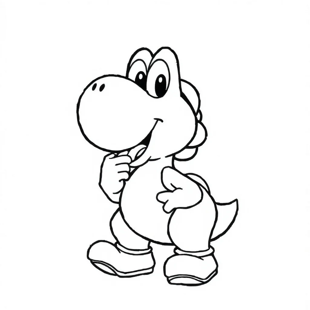 Yoshi yoshi sticking out his tongue — easy yoshi coloring page (ages 2–5)