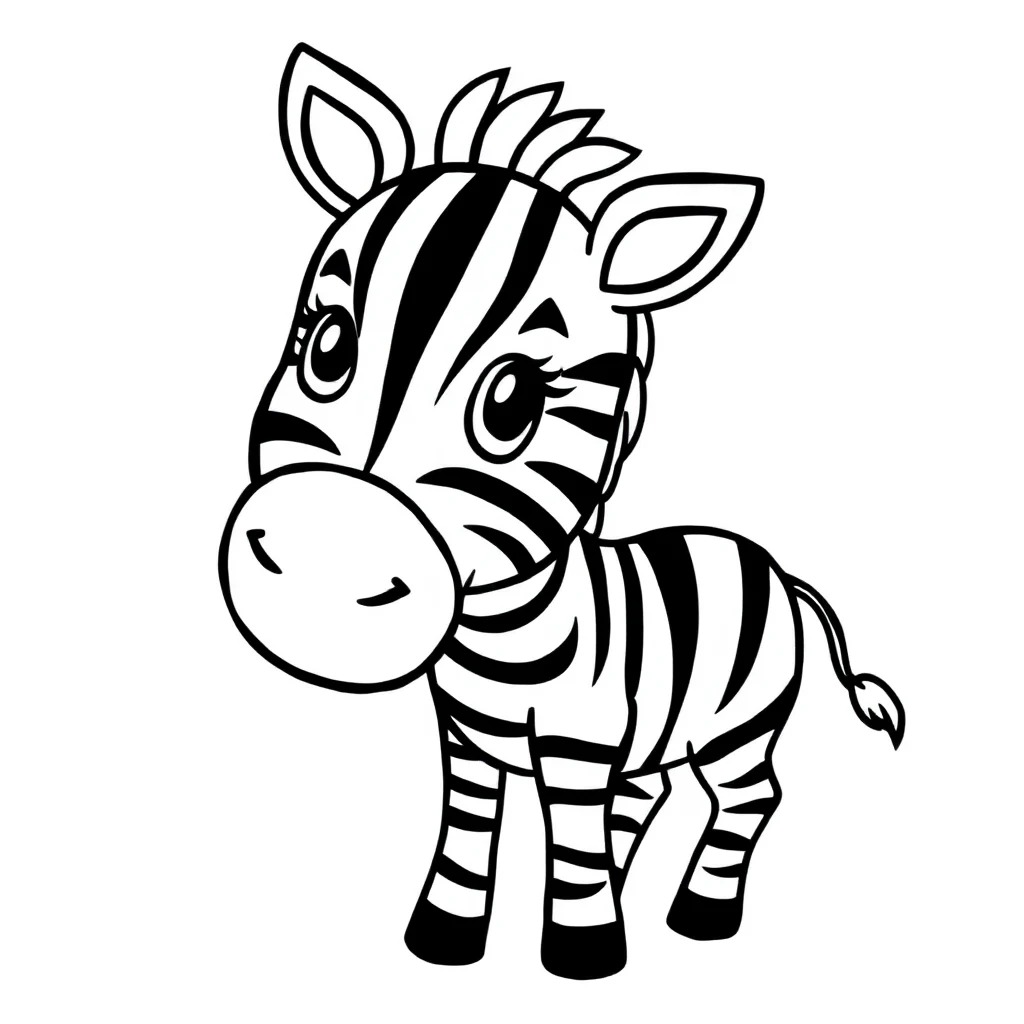 Zebras a cute zebra — easy zebras coloring page (ages 2–5)