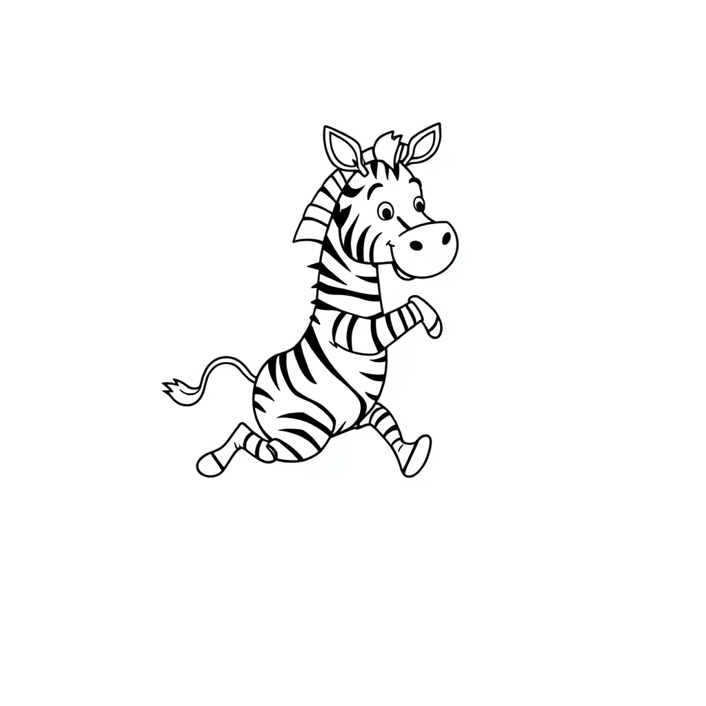 Zebras a running zebra hugging a friend — easy zebras coloring page (ages 2–5)