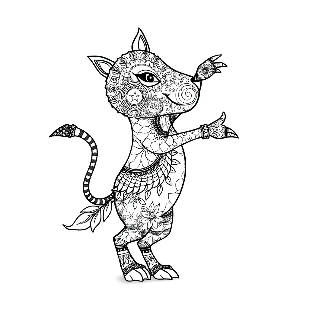 Zentangle a zentangle animal dancing — detailed zentangle coloring page (ages 9+ & adults)