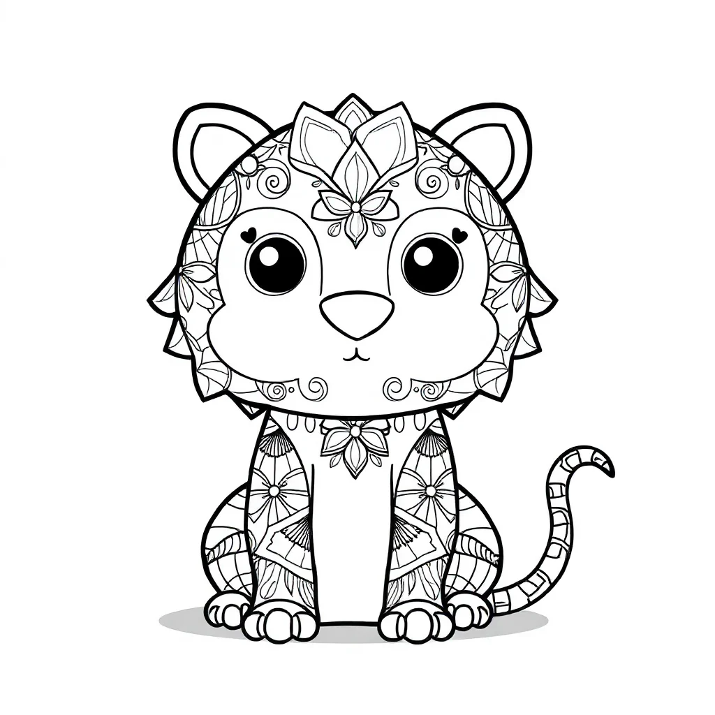 Zentangle a zentangle animal — easy zentangle coloring page (ages 2–5)