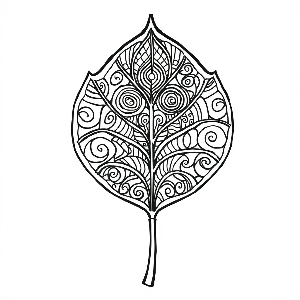 Zentangle a zentangle leaf — easy zentangle coloring page (ages 2–5)