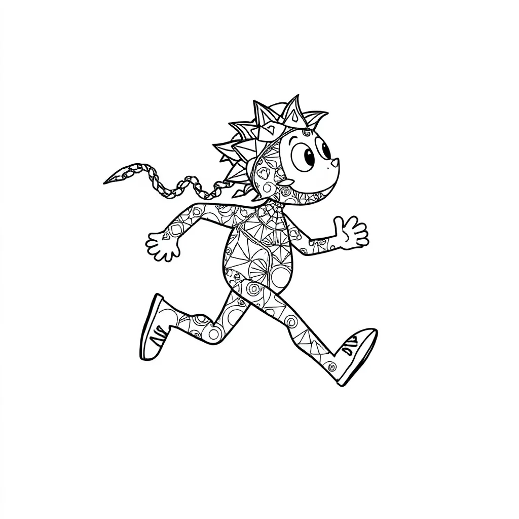 Zentangle a zentangle pattern running — easy zentangle coloring page (ages 2–5)