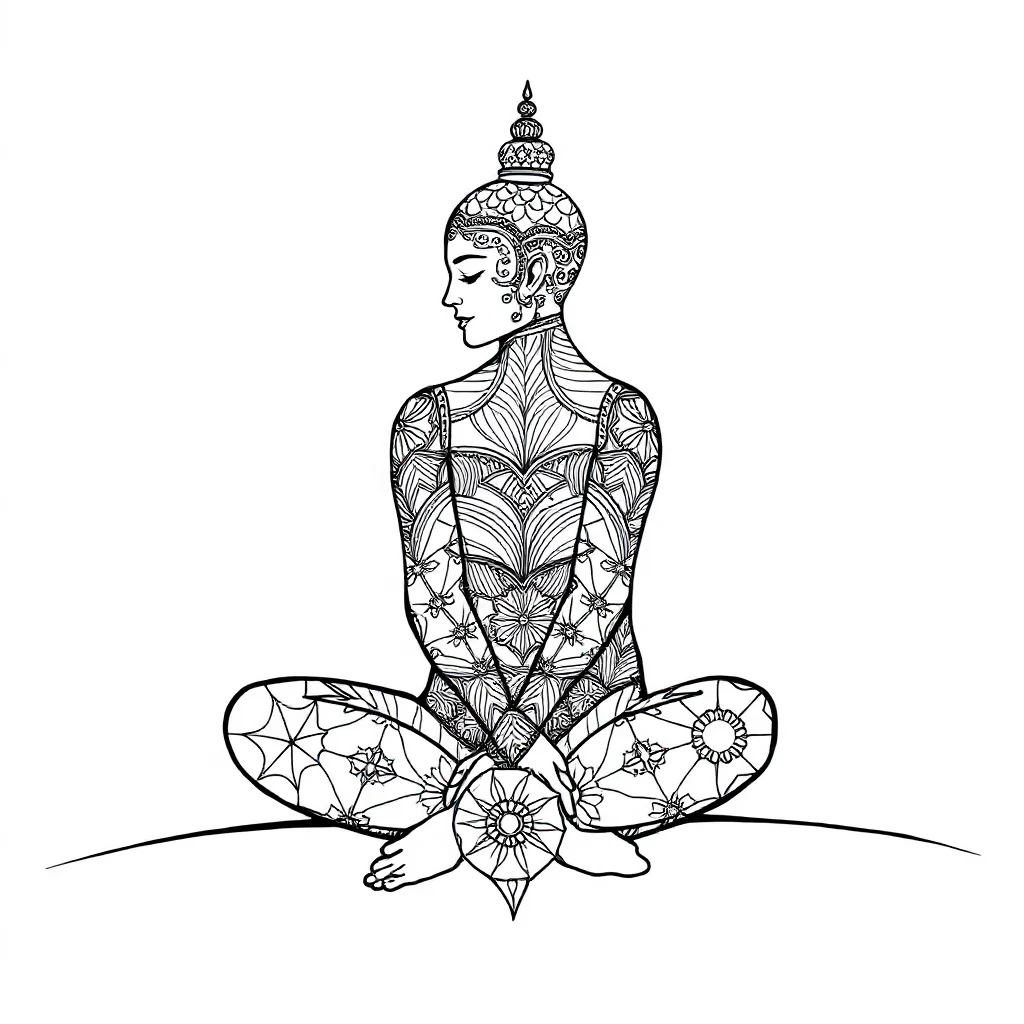 Zentangle a zentangle pattern sitting — detailed zentangle coloring page (ages 9+ & adults)