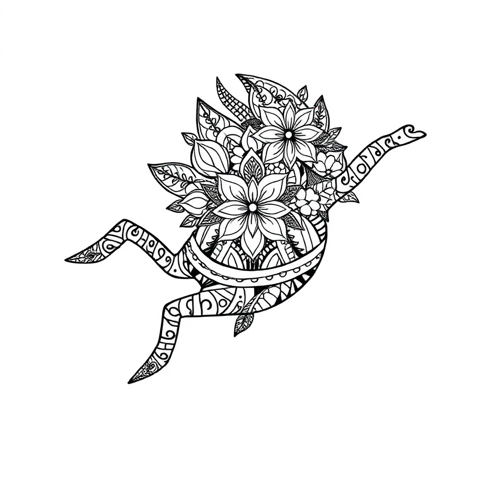 Zentangle an abstract zentangle leaping mid air — detailed zentangle coloring page (ages 9+ & adults)